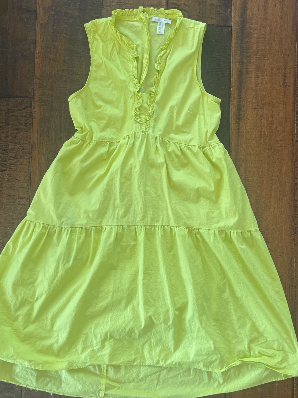 Bright lime chartreuse London Times short tiered sleeveless dress Sz 10